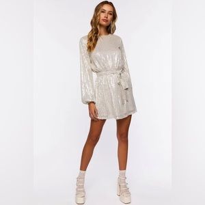 Forever 21 Women's Sequin Long-Sleeve Mini Dress